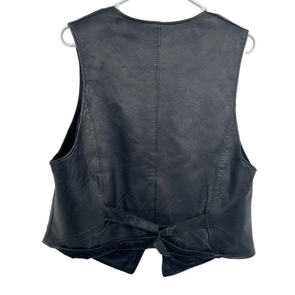 Reed Vintage Leather Vest Button Down with Pockets Adjustable Back Strap Black - Picture 5 of 12